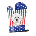 American Flag and Bichon Frise Oven Mitt Heat Resistant Thick Oven Mitt for Hot Pans and Oven, Kitchen Mitt Protect Hands, Cooking Baking Glove