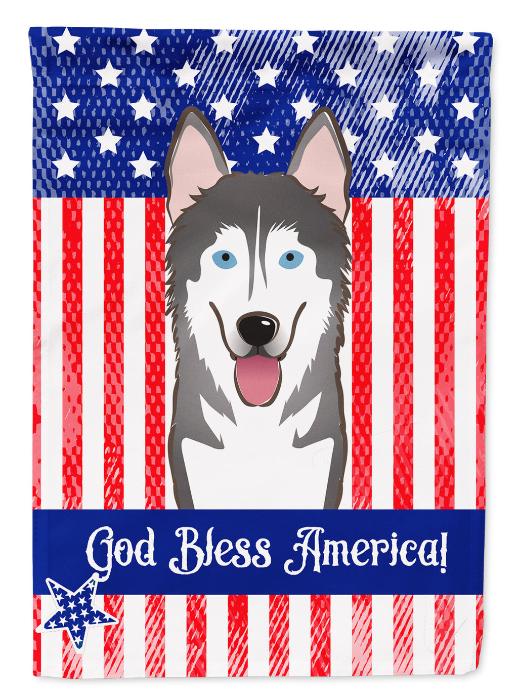 American Flag and Alaskan Malamute House Flag 28x40 Porch Sleeve Pole Decorative Outside Yard Banner Artwork Wall Hanging, Polyester