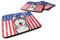American Flag and Alaskan Malamute Foam Coasters Set of 4 Cup Coasters for Indoor Outdoor, Tabletop Protection, Anti Slip, Mouse pad Material