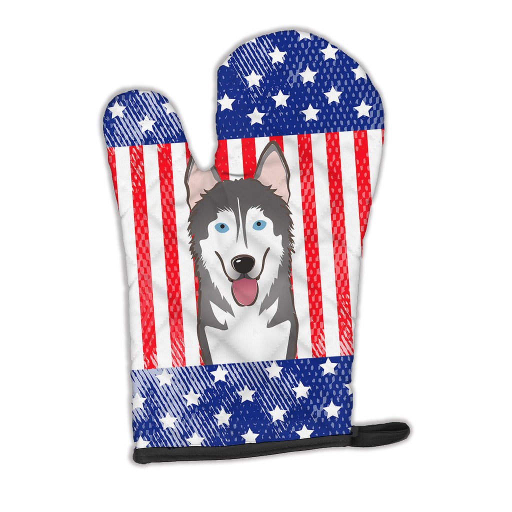 American Flag and Alaskan Malamute Oven Mitt Heat Resistant Thick Oven Mitt for Hot Pans and Oven, Kitchen Mitt Protect Hands, Cooking Baking Glove