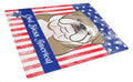 American Flag and English Bulldog  Cutting Board Tempered Glass Kitchen Cutting Surface, Heat Resistant Chopping, Non-Slip Feet, Food Prep & Serving