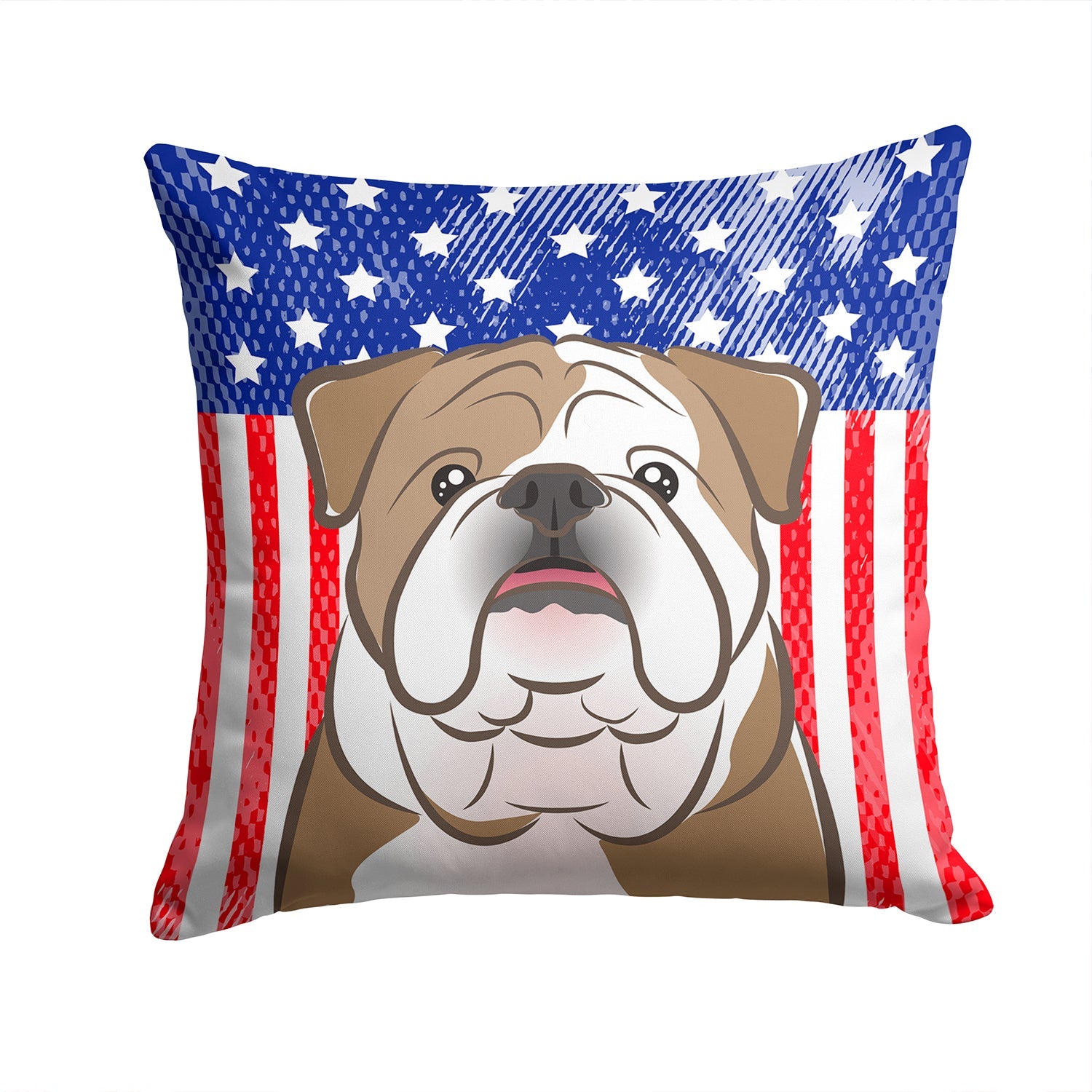 American Flag and English Bulldog  Decorative Throw Pillow 14x14 Indoor Outdoor Accent Cushion, Fabric Cover with Insert for Sofa, Bed, Porch & Living Room