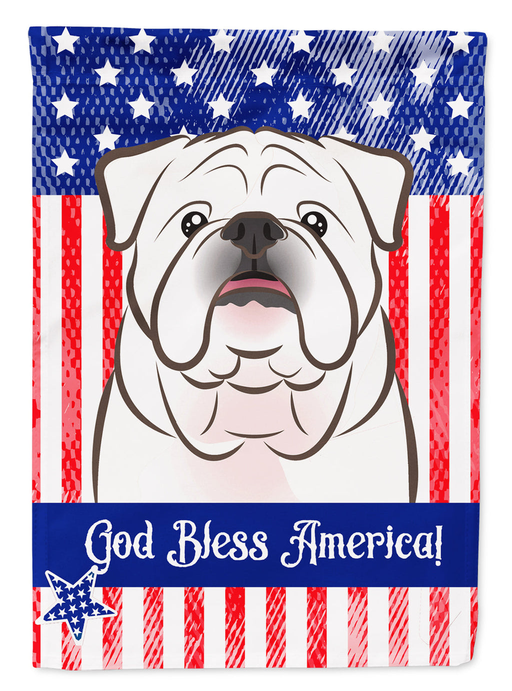 American Flag and White English Bulldog  House Flag 28x40 Porch Sleeve Pole Decorative Outside Yard Banner Artwork Wall Hanging, Polyester