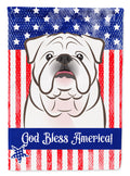 American Flag and White English Bulldog  House Flag 28x40 Porch Sleeve Pole Decorative Outside Yard Banner Artwork Wall Hanging, Polyester