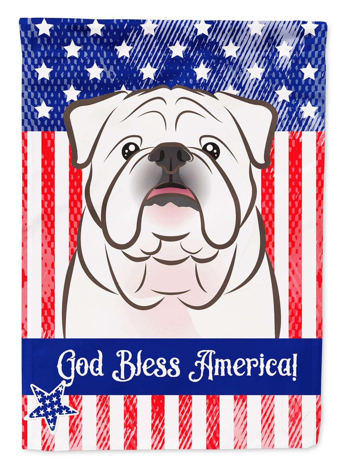American Flag and White English Bulldog  House Flag 28x40 Porch Sleeve Pole Decorative Outside Yard Banner Artwork Wall Hanging, Polyester