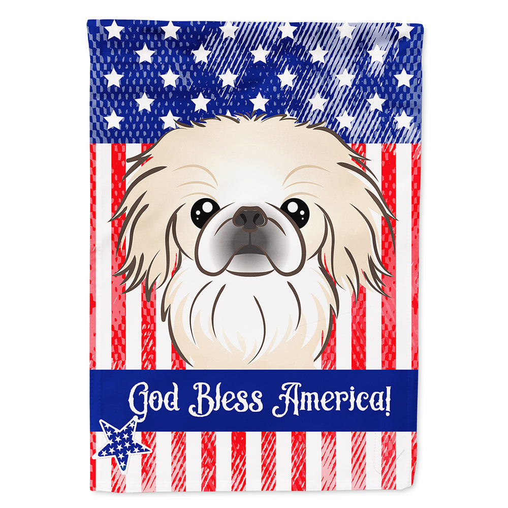 American Flag and Pekingese House Flag 28x40 Porch Sleeve Pole Decorative Outside Yard Banner Artwork Wall Hanging, Polyester
