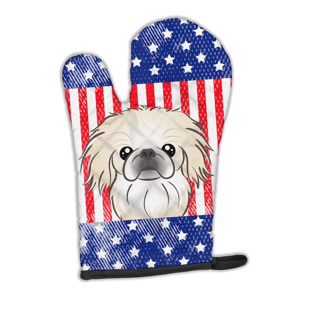 American Flag and Pekingese Oven Mitt Heat Resistant Thick Oven Mitt for Hot Pans and Oven, Kitchen Mitt Protect Hands, Cooking Baking Glove