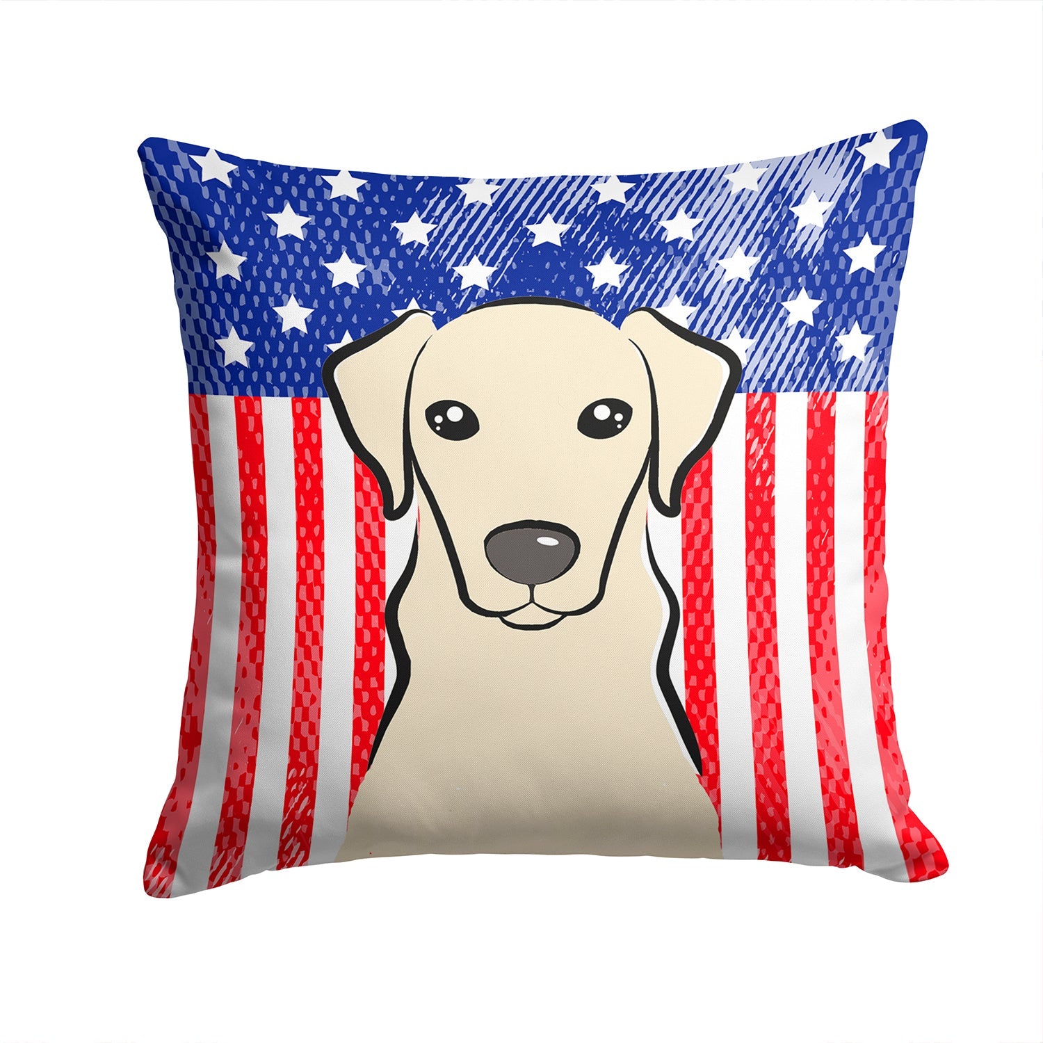 American Flag and Yellow Labrador Decorative Throw Pillow 14x14 Indoor Outdoor Accent Cushion, Fabric Cover with Insert for Sofa, Bed, Porch & Living Room