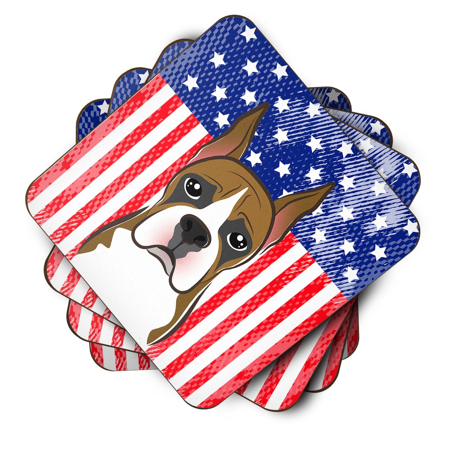American Flag and Boxer Foam Coasters Set of 4 Cup Coasters for Indoor Outdoor, Tabletop Protection, Anti Slip, Mouse pad Material