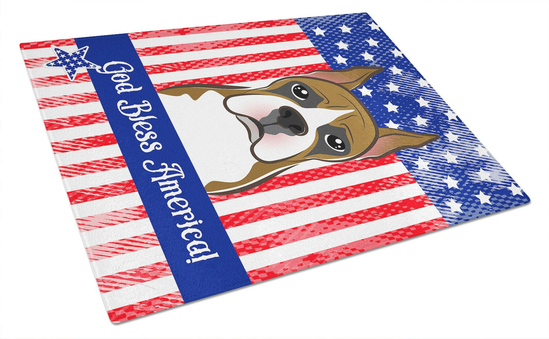 American Flag and Boxer Cutting Board Tempered Glass Kitchen Cutting Surface, Heat Resistant Chopping, Non-Slip Feet, Food Prep & Serving