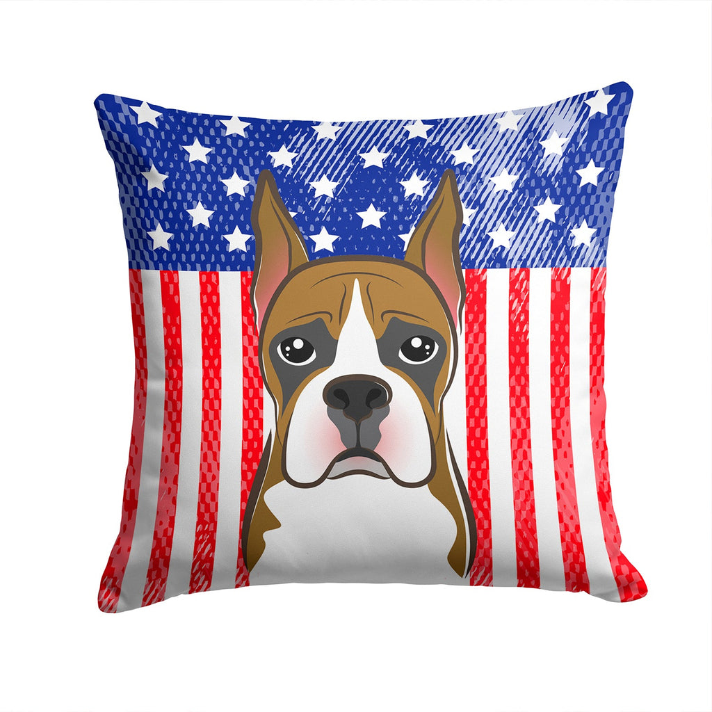 American Flag and Boxer Decorative Throw Pillow 14x14 Indoor Outdoor Accent Cushion, Fabric Cover with Insert for Sofa, Bed, Porch & Living Room