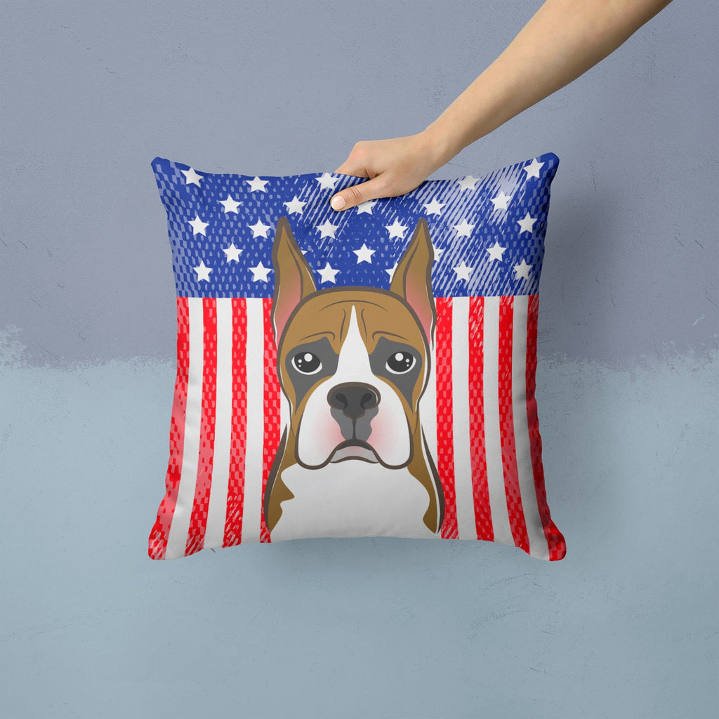 American Flag and Boxer Decorative Throw Pillow 14x14 Indoor Outdoor Accent Cushion, Fabric Cover with Insert for Sofa, Bed, Porch & Living Room