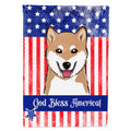 American Flag and Shiba Inu House Flag 28x40 Porch Sleeve Pole Decorative Outside Yard Banner Artwork Wall Hanging, Polyester