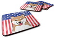 American Flag and Shiba Inu Foam Coasters Set of 4 Cup Coasters for Indoor Outdoor, Tabletop Protection, Anti Slip, Mouse pad Material