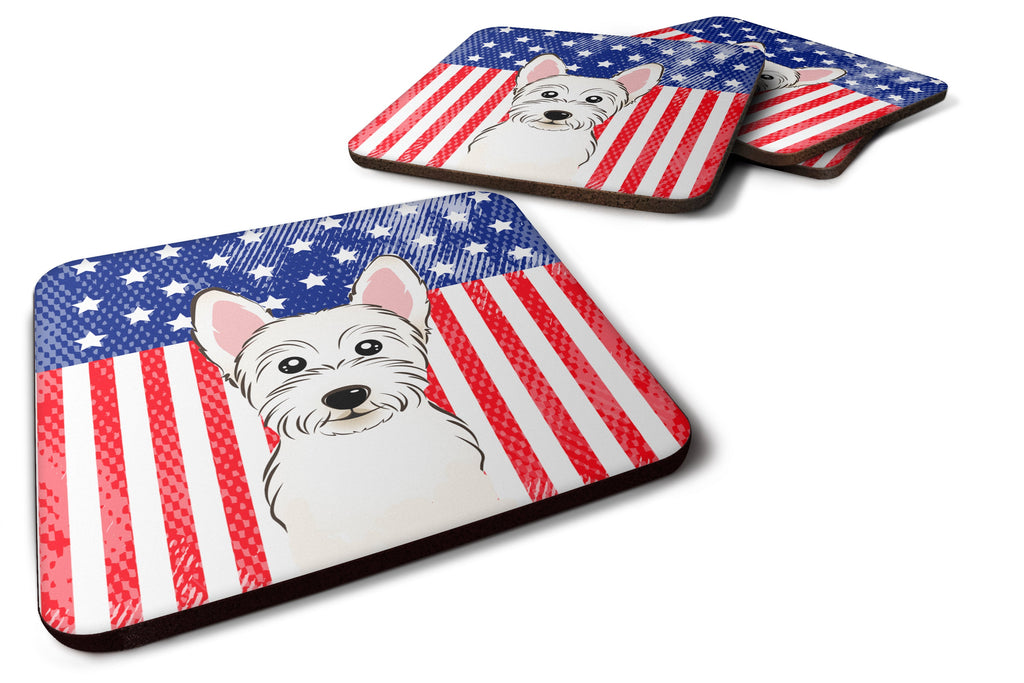 American Flag and Westie Foam Coasters Set of 4 Cup Coasters for Indoor Outdoor, Tabletop Protection, Anti Slip, Mouse pad Material