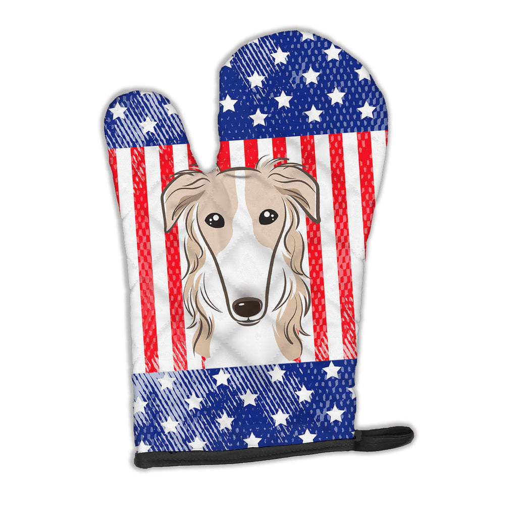 American Flag and Borzoi Oven Mitt Heat Resistant Thick Oven Mitt for Hot Pans and Oven, Kitchen Mitt Protect Hands, Cooking Baking Glove