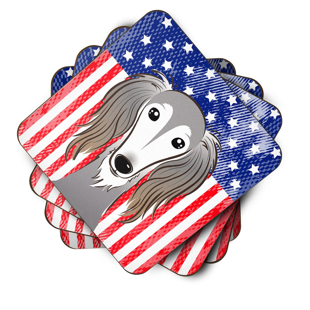 American Flag and Saluki Foam Coasters Set of 4 Cup Coasters for Indoor Outdoor, Tabletop Protection, Anti Slip, Mouse pad Material