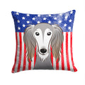 American Flag and Saluki Decorative Throw Pillow 14x14 Indoor Outdoor Accent Cushion, Fabric Cover with Insert for Sofa, Bed, Porch & Living Room