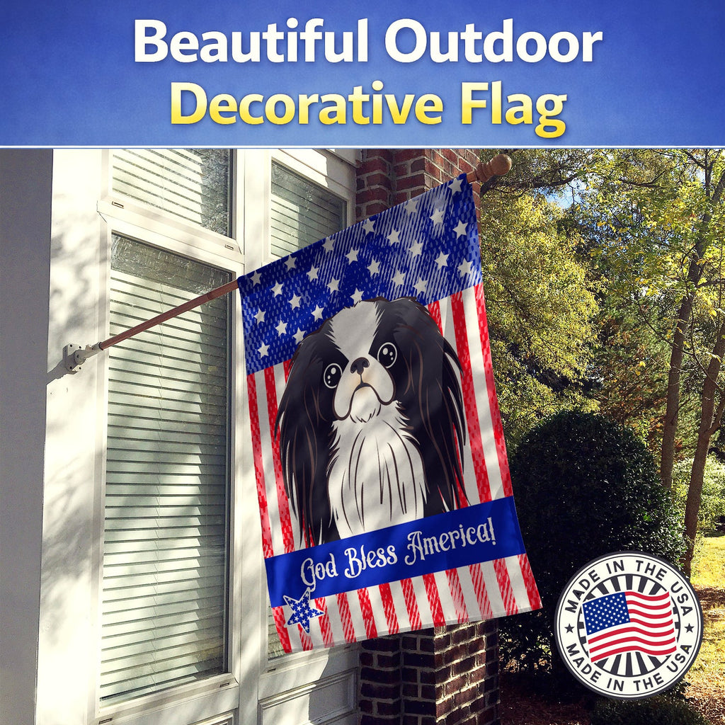 American Flag and Japanese Chin House Flag 28x40 Porch Sleeve Pole Decorative Outside Yard Banner Artwork Wall Hanging, Polyester