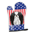 American Flag and Japanese Chin Oven Mitt Heat Resistant Thick Oven Mitt for Hot Pans and Oven, Kitchen Mitt Protect Hands, Cooking Baking Glove