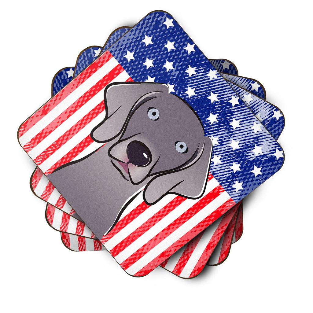 American Flag and Weimaraner Foam Coasters Set of 4 Cup Coasters for Indoor Outdoor, Tabletop Protection, Anti Slip, Mouse pad Material