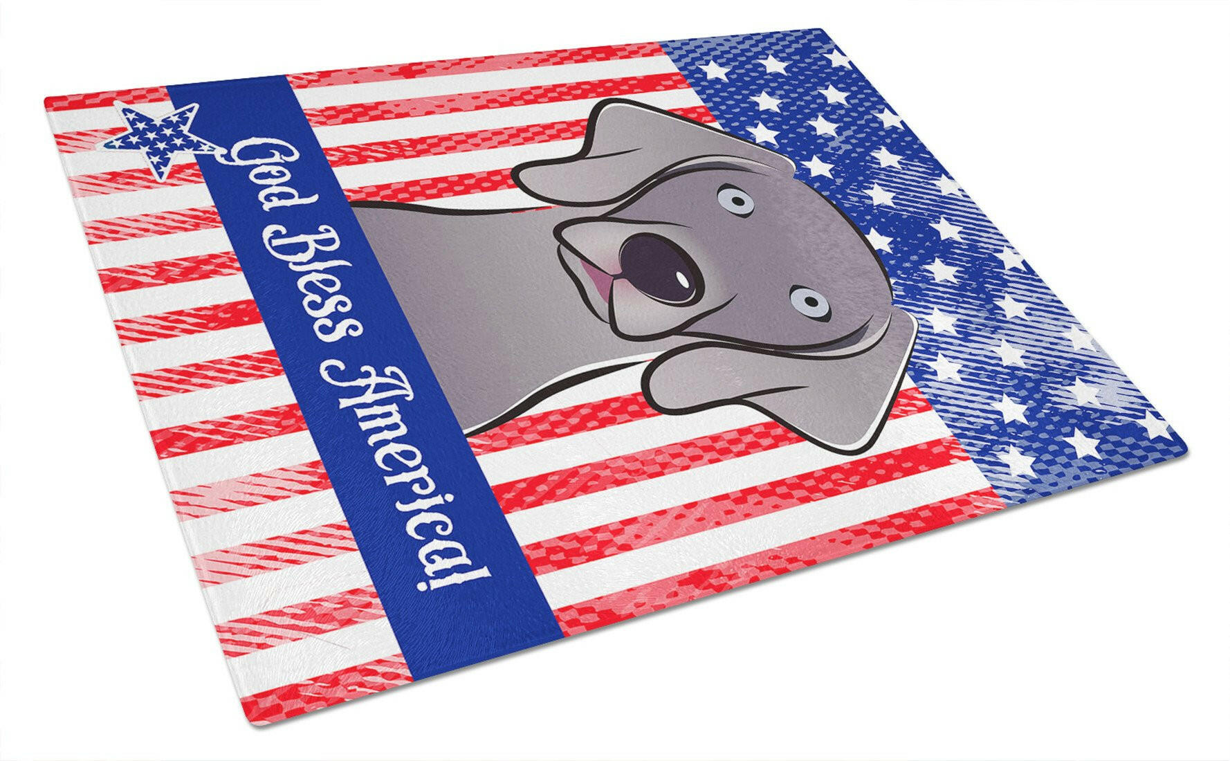 American Flag and Weimaraner Cutting Board Tempered Glass Kitchen Cutting Surface, Heat Resistant Chopping, Non-Slip Feet, Food Prep & Serving