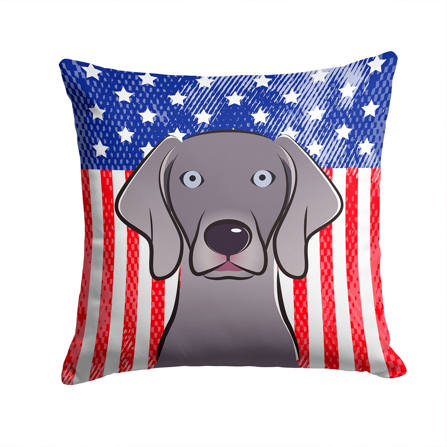 American Flag and Weimaraner Decorative Throw Pillow 14x14 Indoor Outdoor Accent Cushion, Fabric Cover with Insert for Sofa, Bed, Porch & Living Room