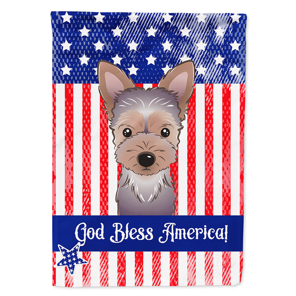 American Flag and Yorkie Puppy House Flag 28x40 Porch Sleeve Pole Decorative Outside Yard Banner Artwork Wall Hanging, Polyester