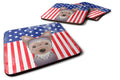 American Flag and Yorkie Puppy Foam Coasters Set of 4 Cup Coasters for Indoor Outdoor, Tabletop Protection, Anti Slip, Mouse pad Material