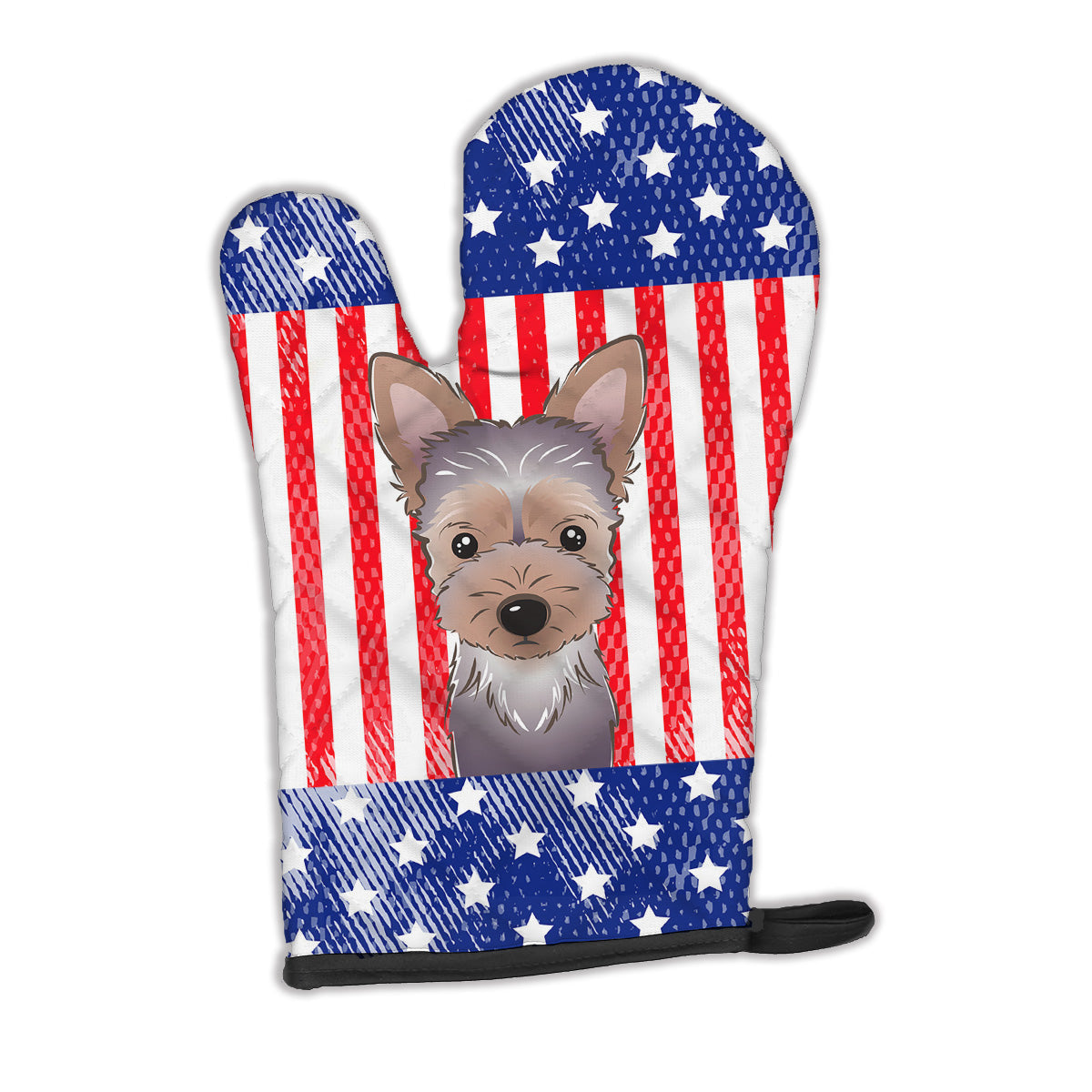 American Flag and Yorkie Puppy Oven Mitt Heat Resistant Thick Oven Mitt for Hot Pans and Oven, Kitchen Mitt Protect Hands, Cooking Baking Glove