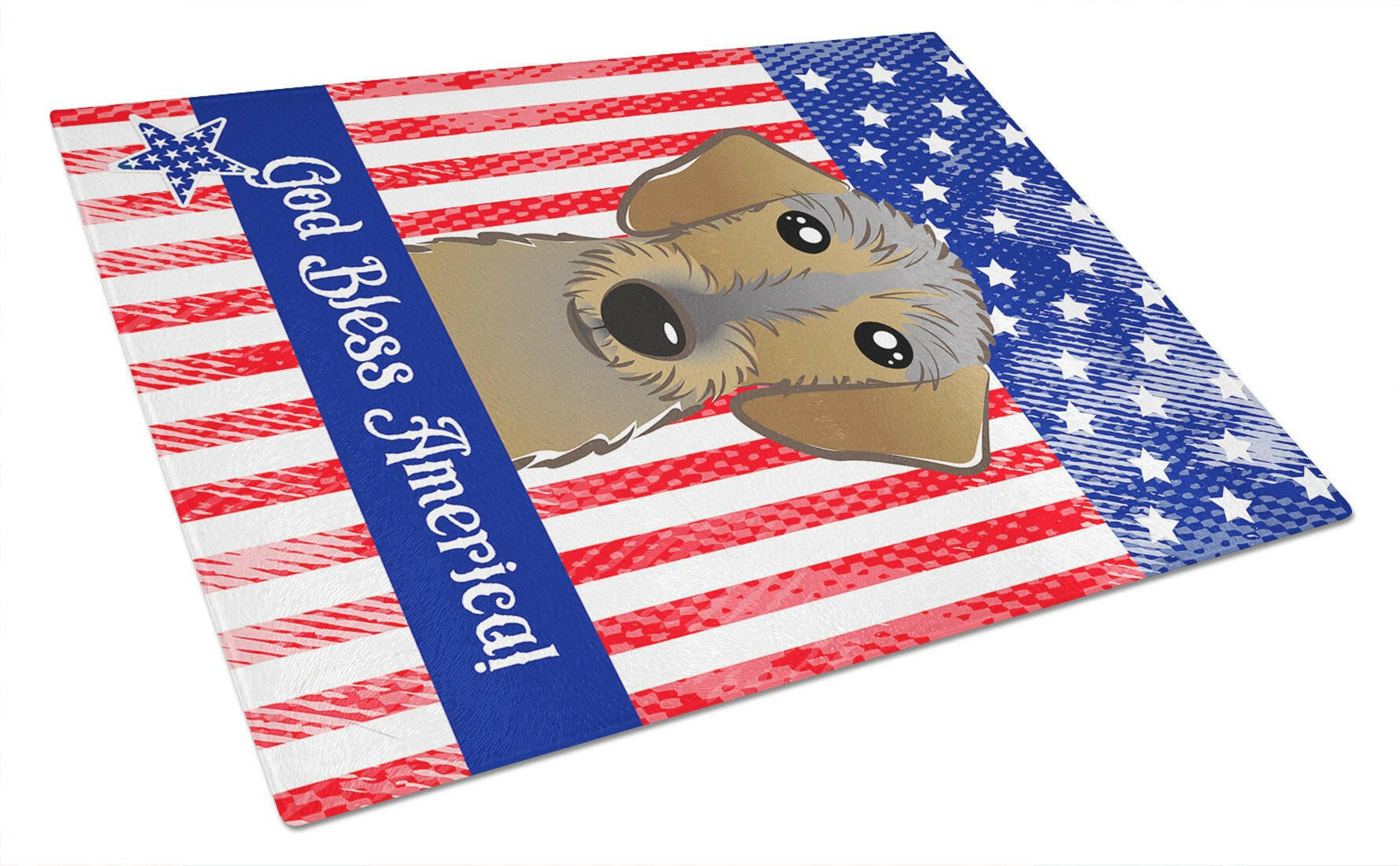 American Flag and Chocolate Labrador Cutting Board Tempered Glass Kitchen Cutting Surface, Heat Resistant Chopping, Non-Slip Feet, Food Prep & Serving