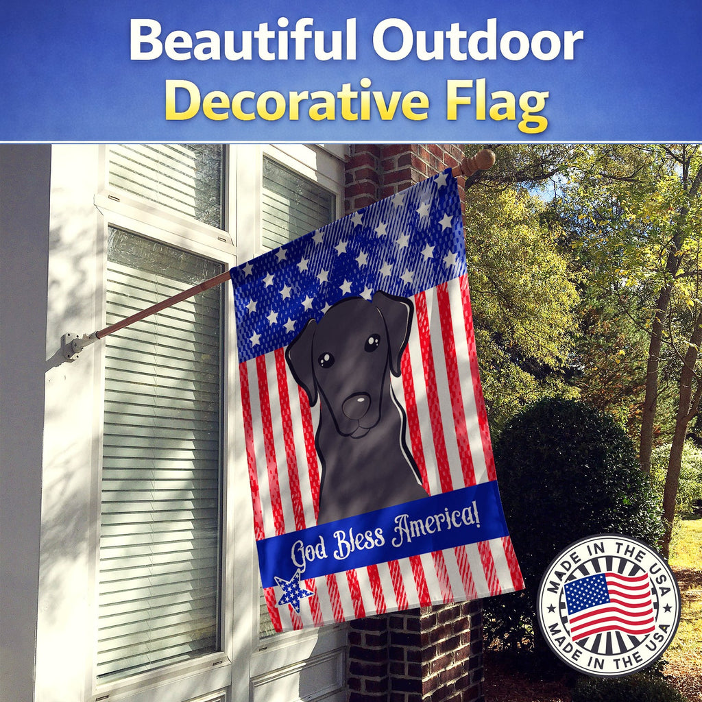 American Flag and Black Labrador House Flag 28x40 Porch Sleeve Pole Decorative Outside Yard Banner Artwork Wall Hanging, Polyester