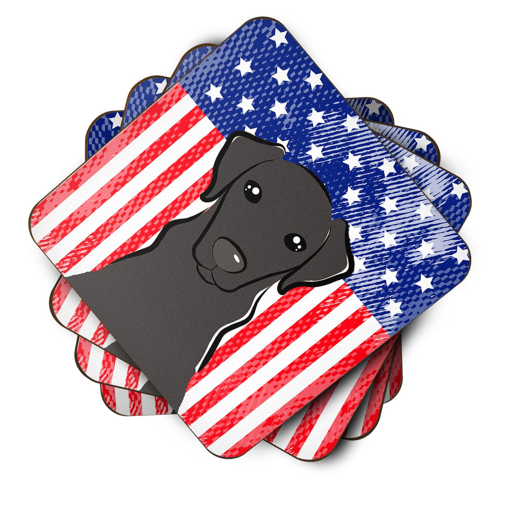American Flag and Black Labrador Foam Coasters Set of 4 Cup Coasters for Indoor Outdoor, Tabletop Protection, Anti Slip, Mouse pad Material