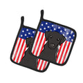American Flag and Black Labrador Pot Holder Set of 2 Heat Resistant Quilted Hot Pads 7.5 x 7.5 Inch, Insulated Kitchen Trivets for Cooking & Baking