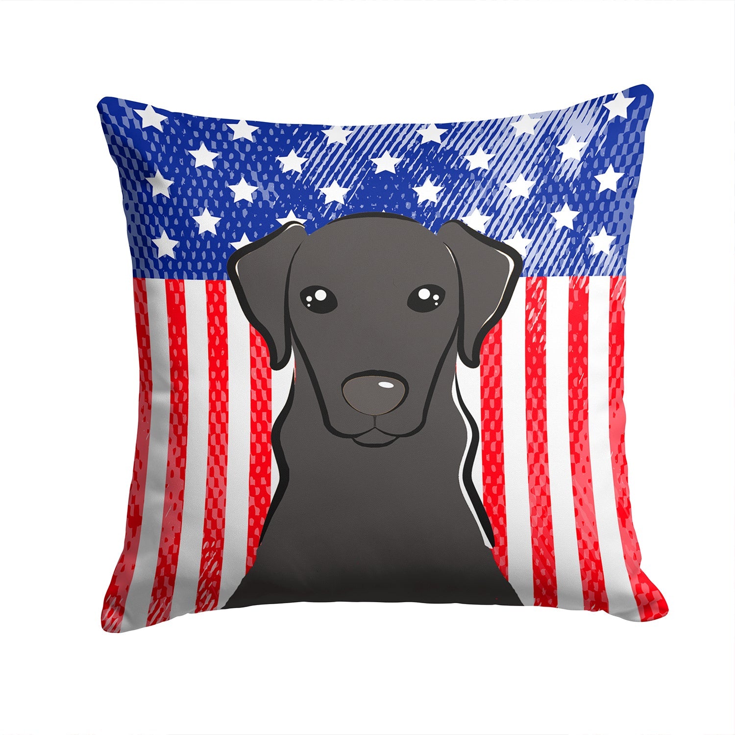 American Flag and Black Labrador Decorative Throw Pillow 14x14 Indoor Outdoor Accent Cushion, Fabric Cover with Insert for Sofa, Bed, Porch & Living Room