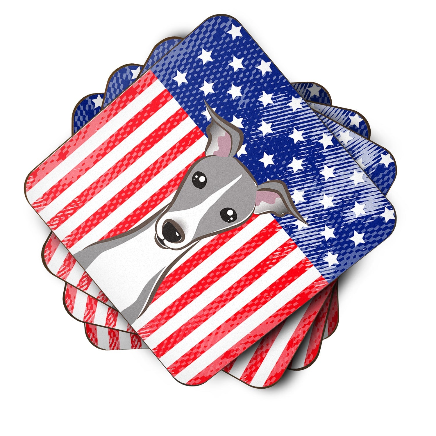 American Flag and Italian Greyhound Foam Coasters Set of 4 Cup Coasters for Indoor Outdoor, Tabletop Protection, Anti Slip, Mouse pad Material