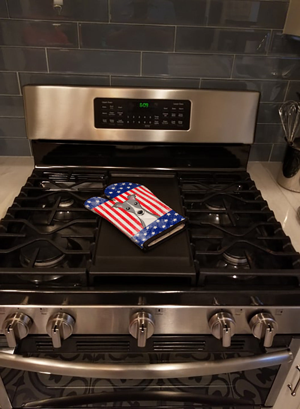 American Flag and Italian Greyhound Oven Mitt Heat Resistant Thick Oven Mitt for Hot Pans and Oven, Kitchen Mitt Protect Hands, Cooking Baking Glove