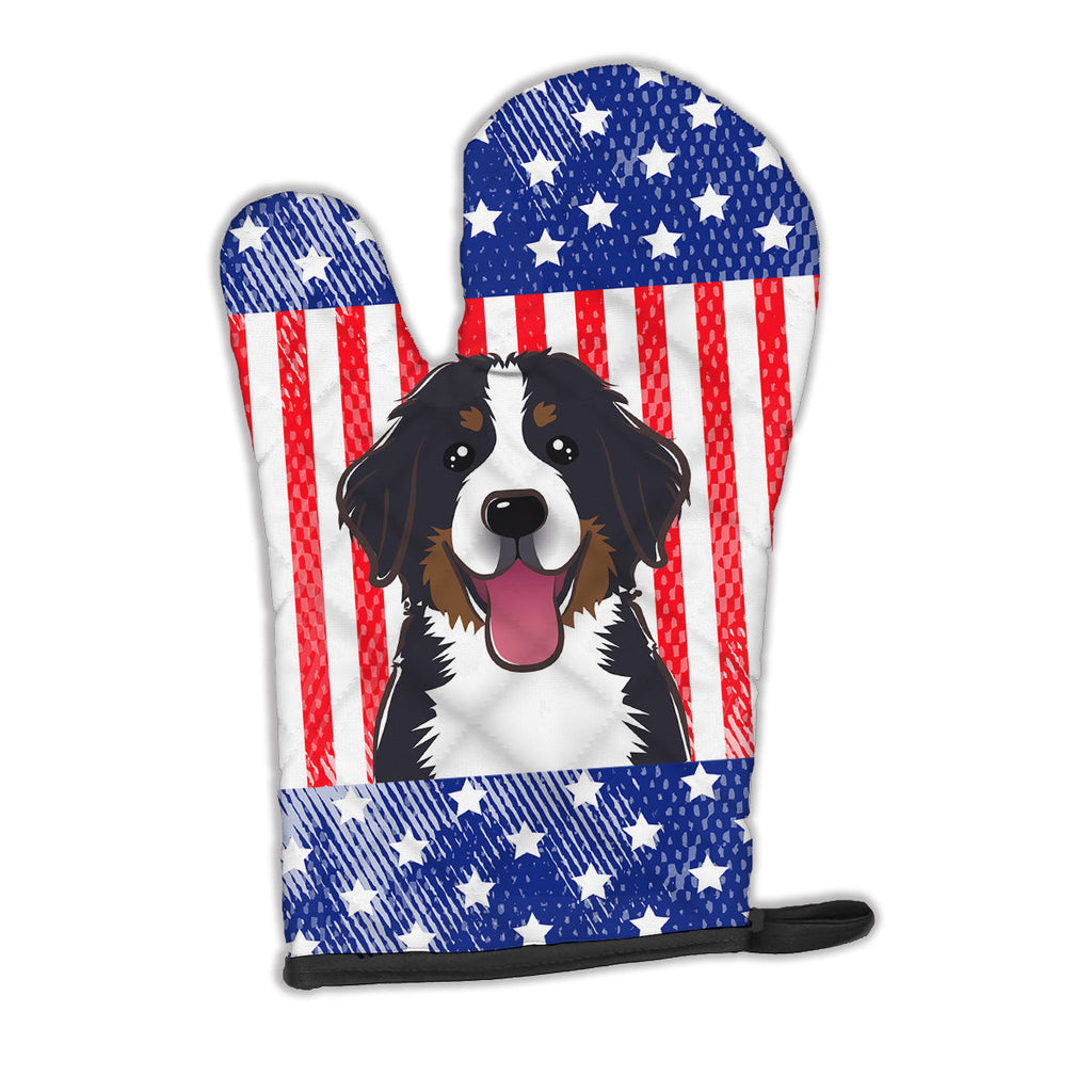 American Flag and Bernese Mountain Dog Oven Mitt Heat Resistant Thick Oven Mitt for Hot Pans and Oven, Kitchen Mitt Protect Hands, Cooking Baking Glove
