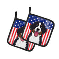 American Flag and Bernese Mountain Dog Pot Holder Set of 2 Heat Resistant Quilted Hot Pads 7.5 x 7.5 Inch, Insulated Kitchen Trivets for Cooking & Baking