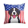 American Flag and Bernese Mountain Dog Decorative Throw Pillow 14x14 Indoor Outdoor Accent Cushion, Fabric Cover with Insert for Sofa, Bed, Porch & Living Room
