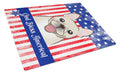 American Flag and French Bulldog Cutting Board Tempered Glass Kitchen Cutting Surface, Heat Resistant Chopping, Non-Slip Feet, Food Prep & Serving