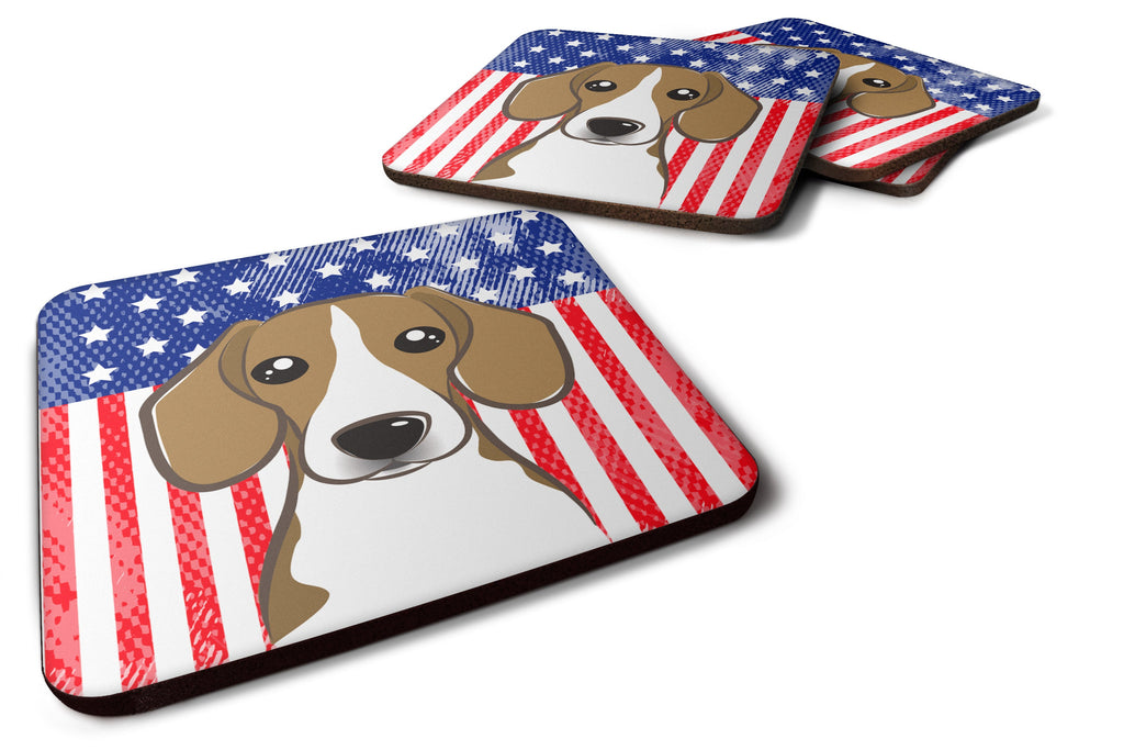 American Flag and Beagle Foam Coasters Set of 4 Cup Coasters for Indoor Outdoor, Tabletop Protection, Anti Slip, Mouse pad Material