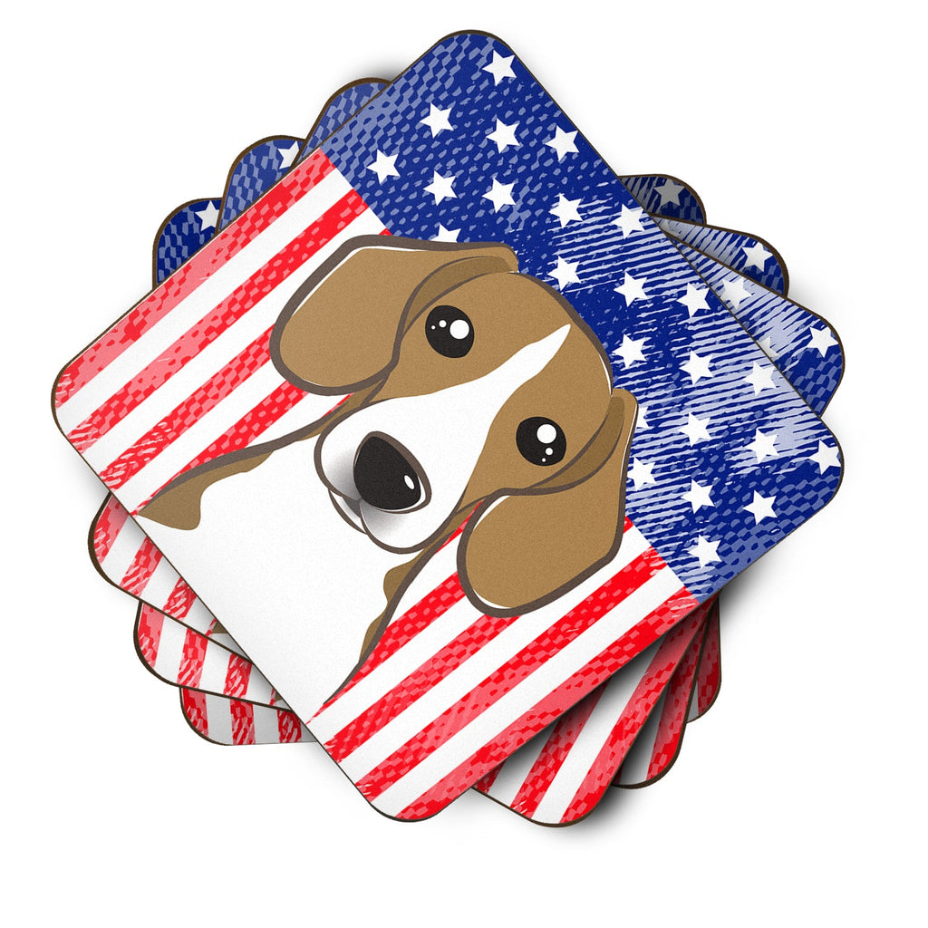 American Flag and Beagle Foam Coasters Set of 4 Cup Coasters for Indoor Outdoor, Tabletop Protection, Anti Slip, Mouse pad Material