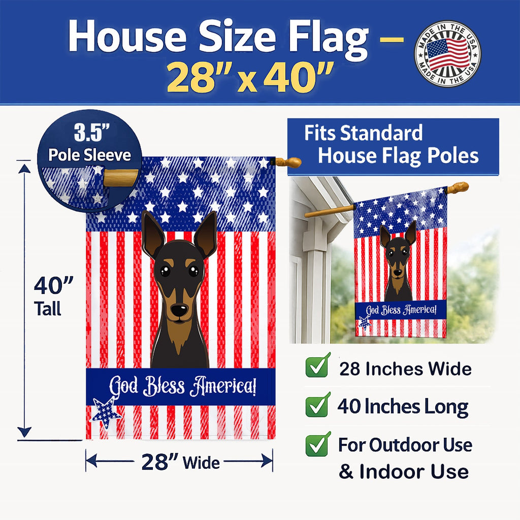 American Flag and Min Pin House Flag 28x40 Porch Sleeve Pole Decorative Outside Yard Banner Artwork Wall Hanging, Polyester
