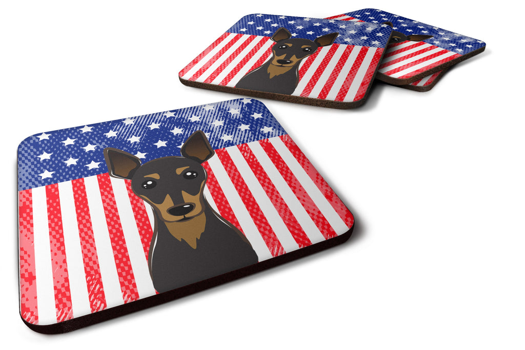 American Flag and Min Pin Foam Coasters Set of 4 Cup Coasters for Indoor Outdoor, Tabletop Protection, Anti Slip, Mouse pad Material