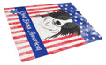 American Flag and Border Collie Cutting Board Tempered Glass Kitchen Cutting Surface, Heat Resistant Chopping, Non-Slip Feet, Food Prep & Serving