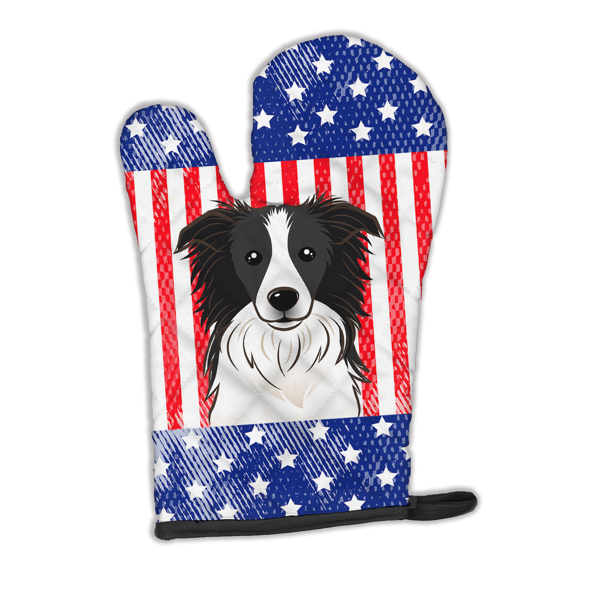 American Flag and Border Collie Oven Mitt Heat Resistant Thick Oven Mitt for Hot Pans and Oven, Kitchen Mitt Protect Hands, Cooking Baking Glove