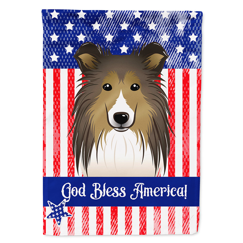 American Flag and Sheltie House Flag 28x40 Porch Sleeve Pole Decorative Outside Yard Banner Artwork Wall Hanging, Polyester