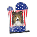 American Flag and Sheltie Oven Mitt Heat Resistant Thick Oven Mitt for Hot Pans and Oven, Kitchen Mitt Protect Hands, Cooking Baking Glove