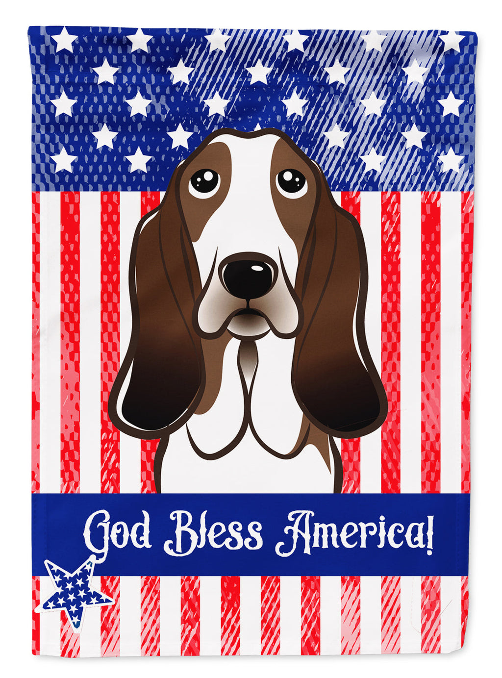 American Flag and Basset Hound House Flag 28x40 Porch Sleeve Pole Decorative Outside Yard Banner Artwork Wall Hanging, Polyester
